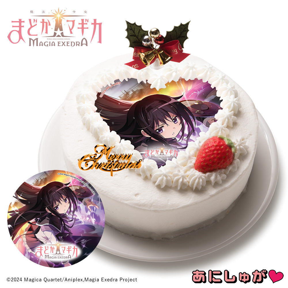 「魔法少女まどか☆マギカ Magia Exedra」2025年クリスマスケーキ(特典152mmデカ缶バッジ付き) 暁美ほむら