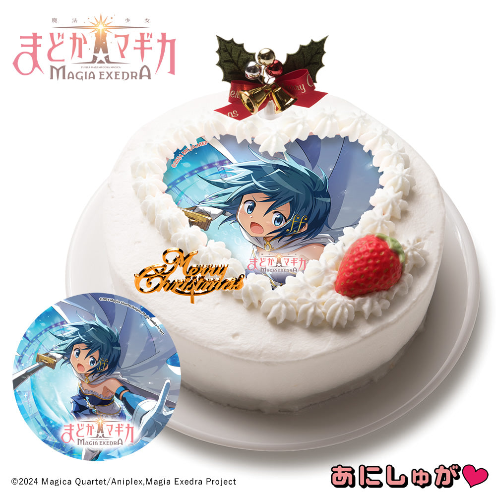 魔法少女まどか☆マギカ外伝　マギアレコード　クリスマスケーキ　特典　特大缶バッジ 魔法少女まどか☆マギカ Magia Exedra」2025年クリスマスケーキ(特典