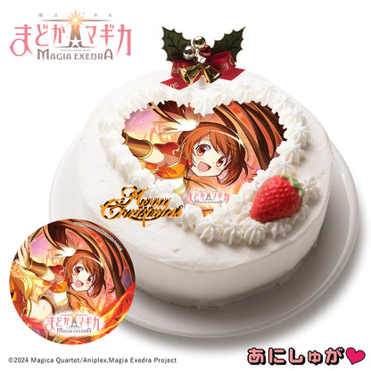 「魔法少女まどか☆マギカ Magia Exedra」2025年クリスマスケーキ(特典152mmデカ缶バッジ付き) 由比鶴乃