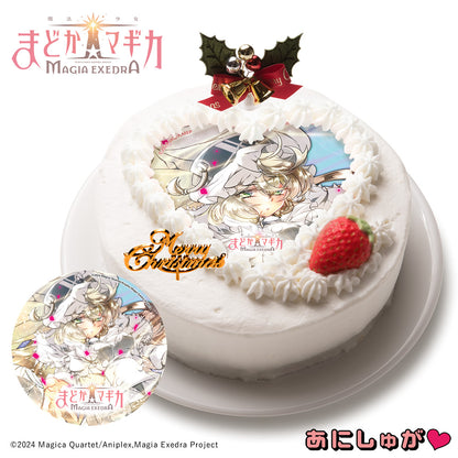 「魔法少女まどか☆マギカ Magia Exedra」2025年クリスマスケーキ(特典152mmデカ缶バッジ付き) 美国織莉子